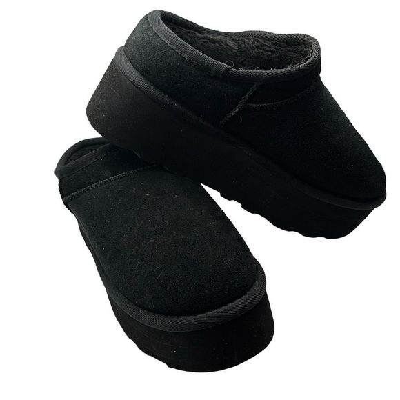 CUSHIONAIRE Women's Genuine Suede pull on platform boot 8 WIDE BLACK - Picture 7 of 7